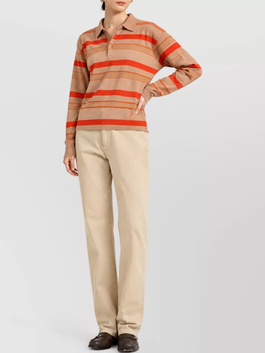 Jw Anderson Logo Polo Shirt Long Sleeve Striped
