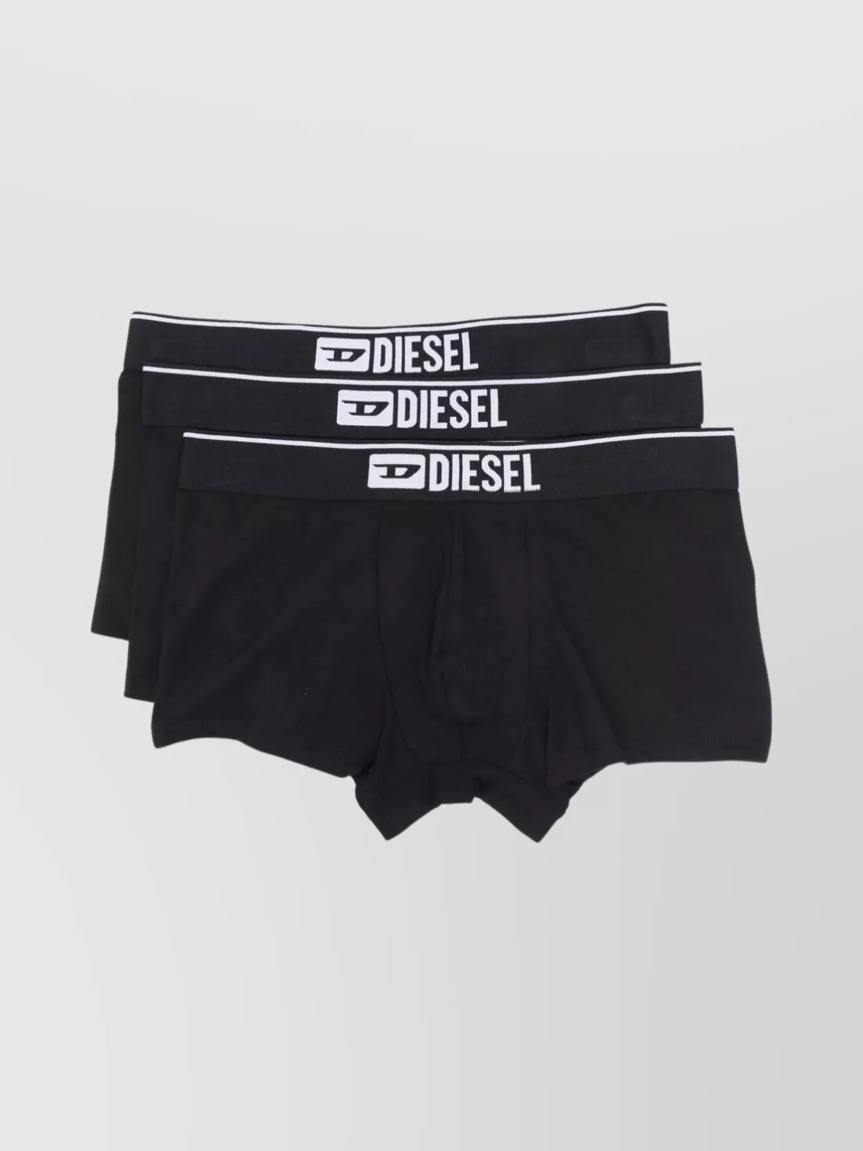 Shop Diesel Elasticated Waistband Three-pack Boxer Shorts In Black