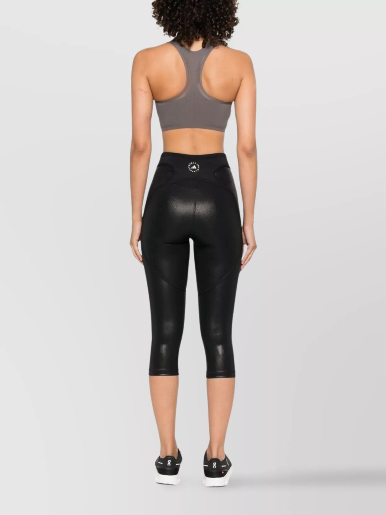 Adidas By Stella Mccartney High Waist Cropped Leggings With Metallic Finish