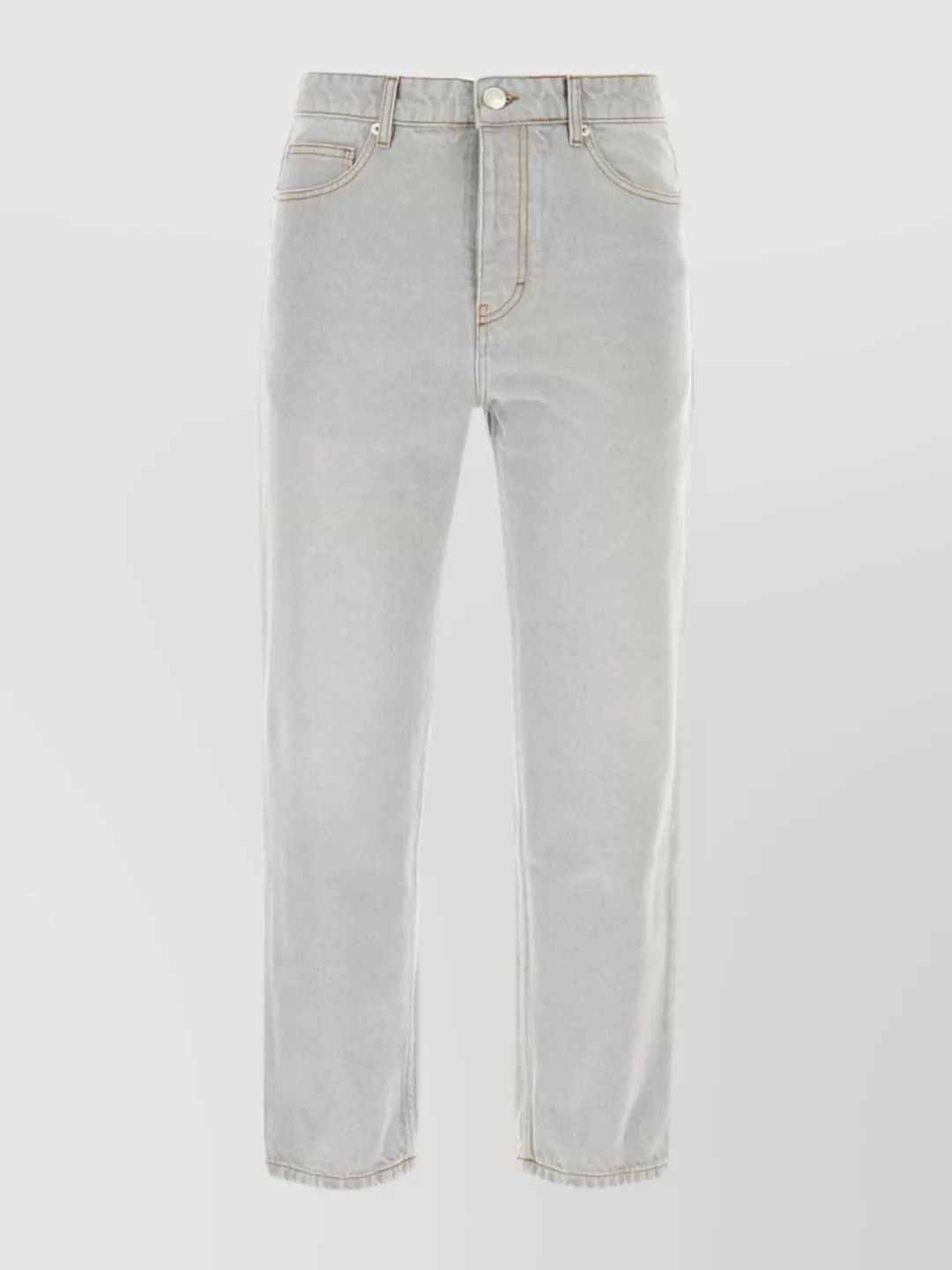 Ami Alexandre Mattiussi Denim Jeans Cropped Length Contrast Stitching In Gray