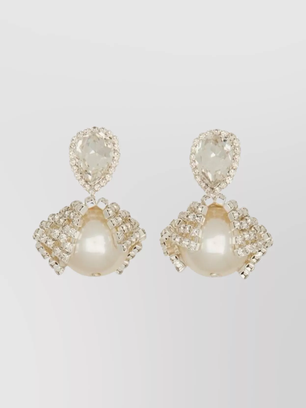 Magda Butrym Pearl Drop Earrings Crystal Detailing