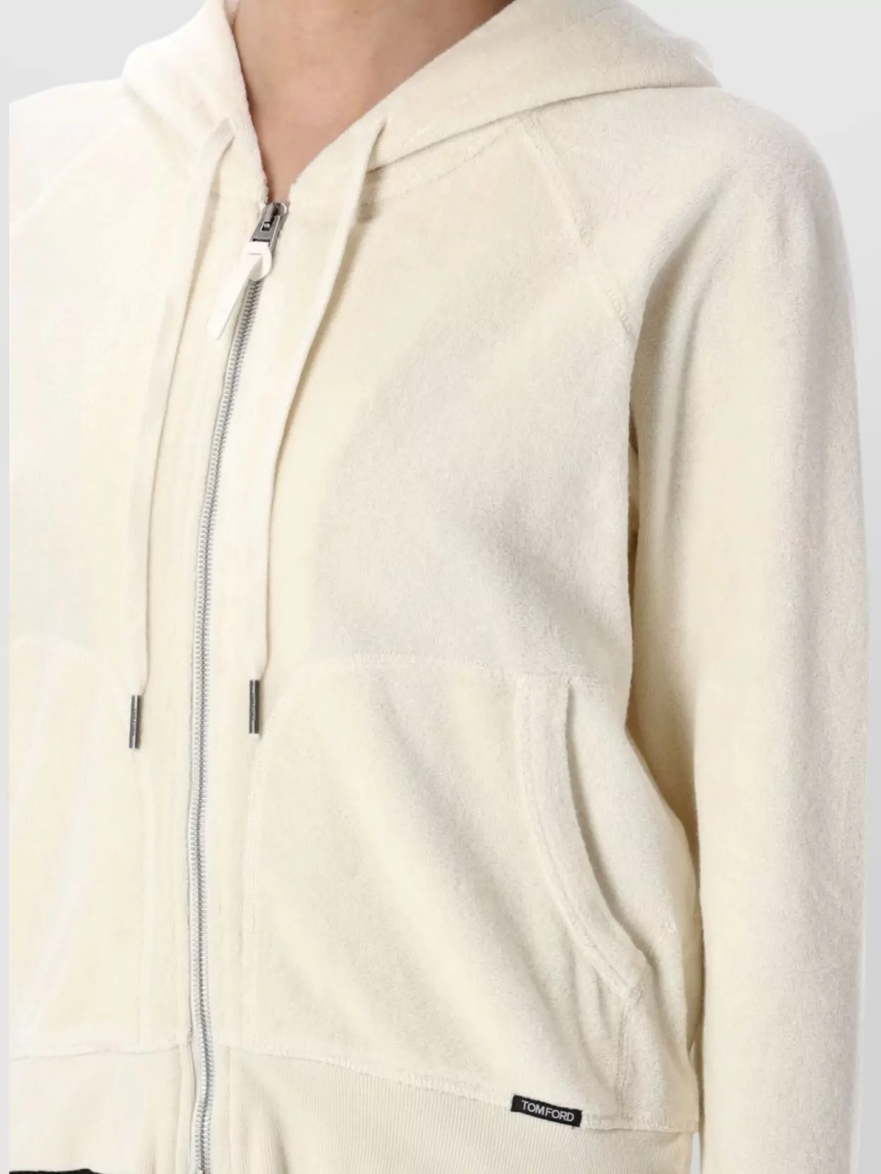 Tom Ford Hooded Zip Sweatshirt Featuring Pockets In Neutrals