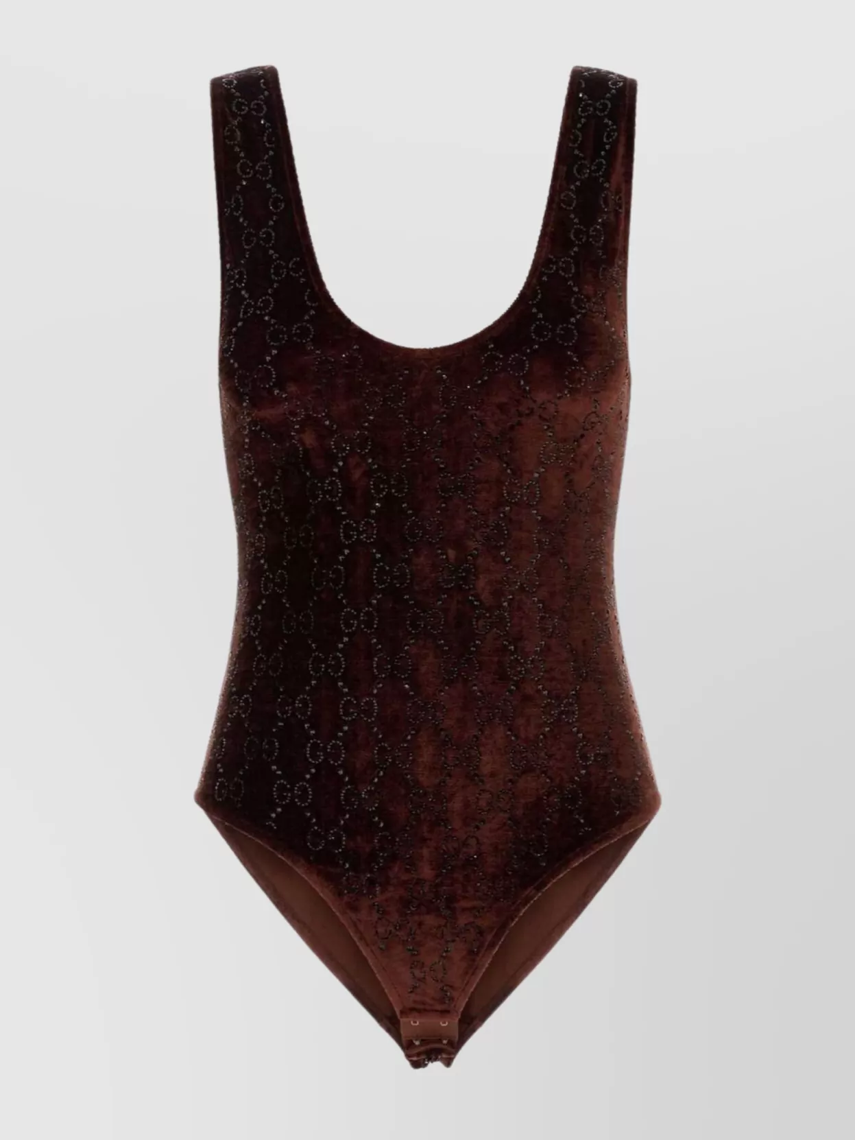 Gucci Velvet Bodysuit Featuring Embellished Design In Black