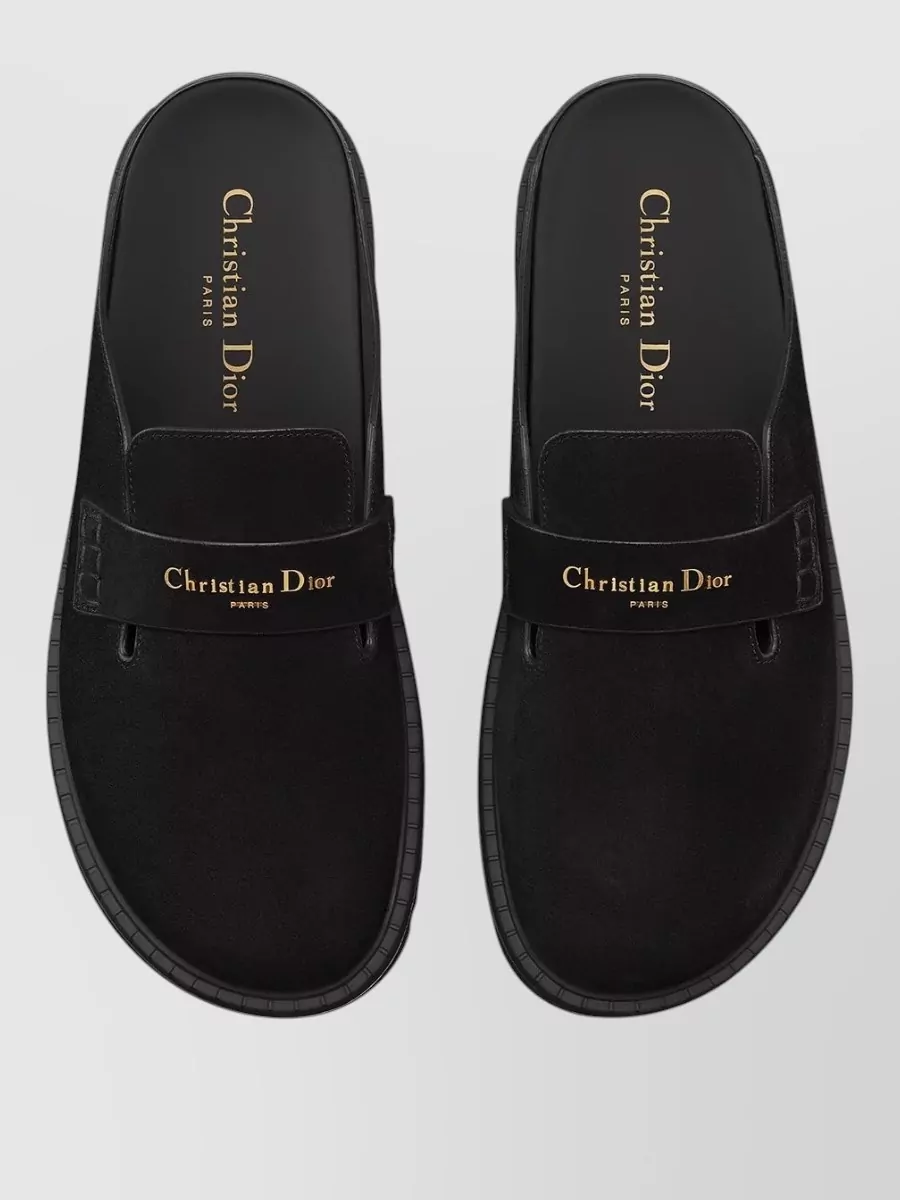 Christian Dior Suede Mules Round Toe Rubber Sole
