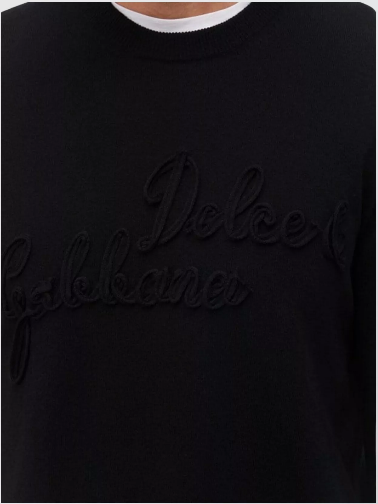 Dolce & Gabbana Cashmere Round-neck Sweater With Dg Embroidery In Black