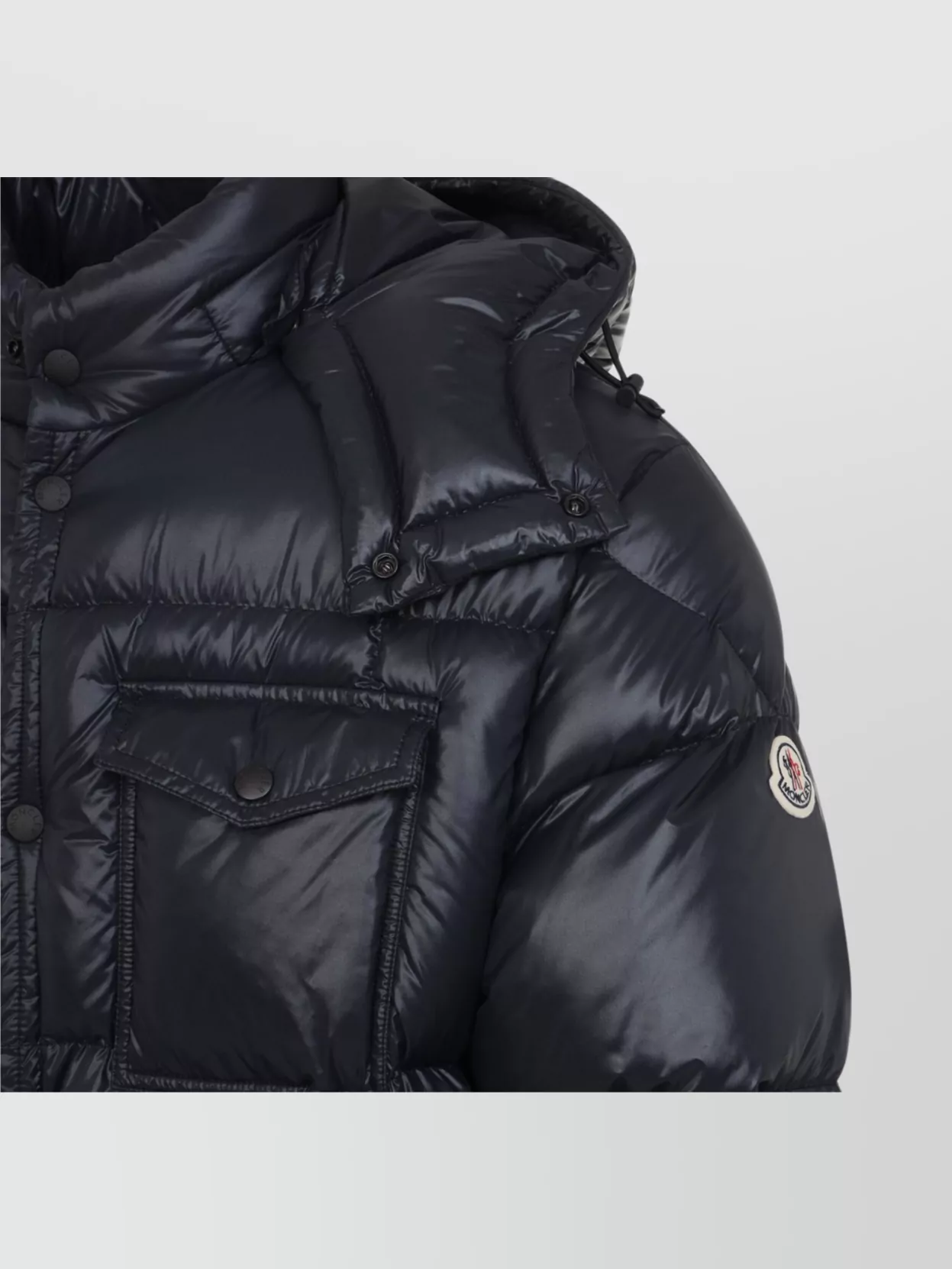 Moncler Padded Hooded Coat With Flap Pocket In Black