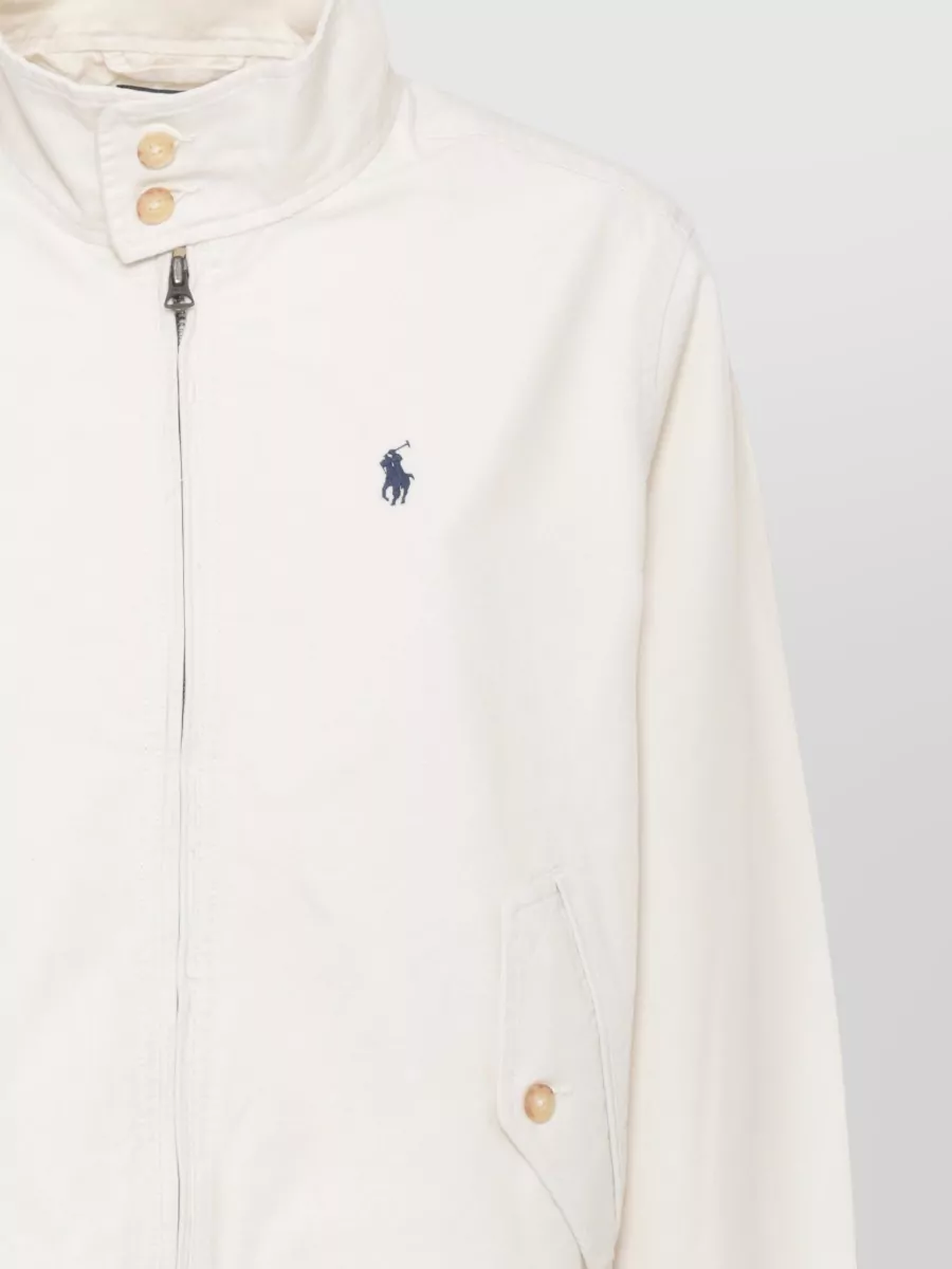Ralph Lauren Cotton High-Neck Long-Sleeve Fitted Jacket