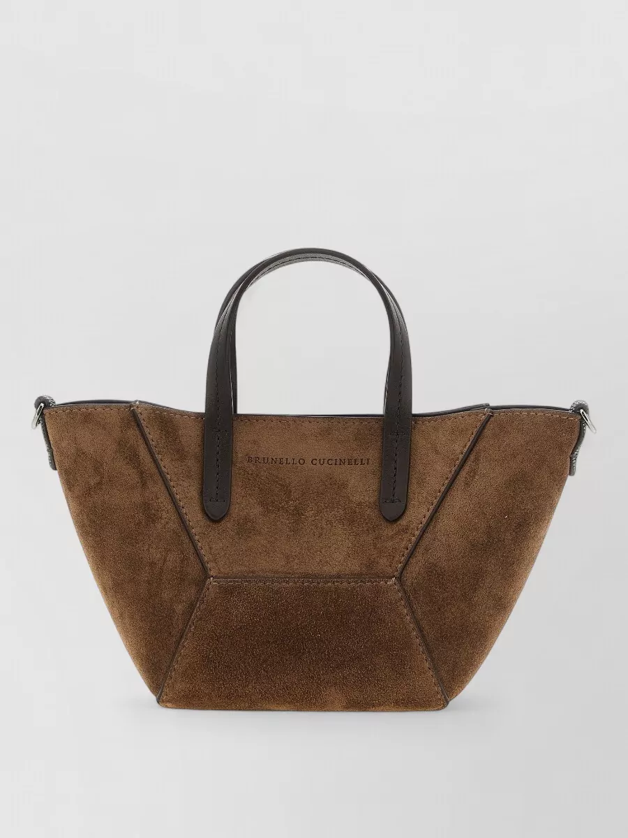 Brunello Cucinelli Mini Suede And Leather Tote Bag