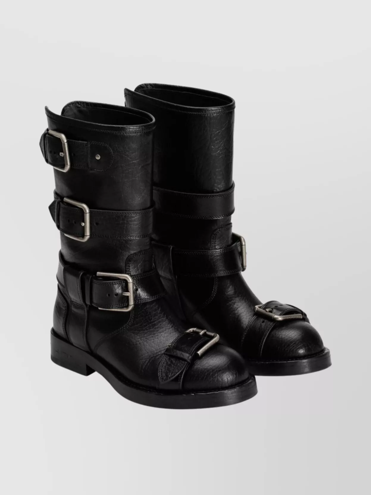 Dolce & Gabbana Stylish Mid-calf Round Toe Chunky Heel Boots In Black