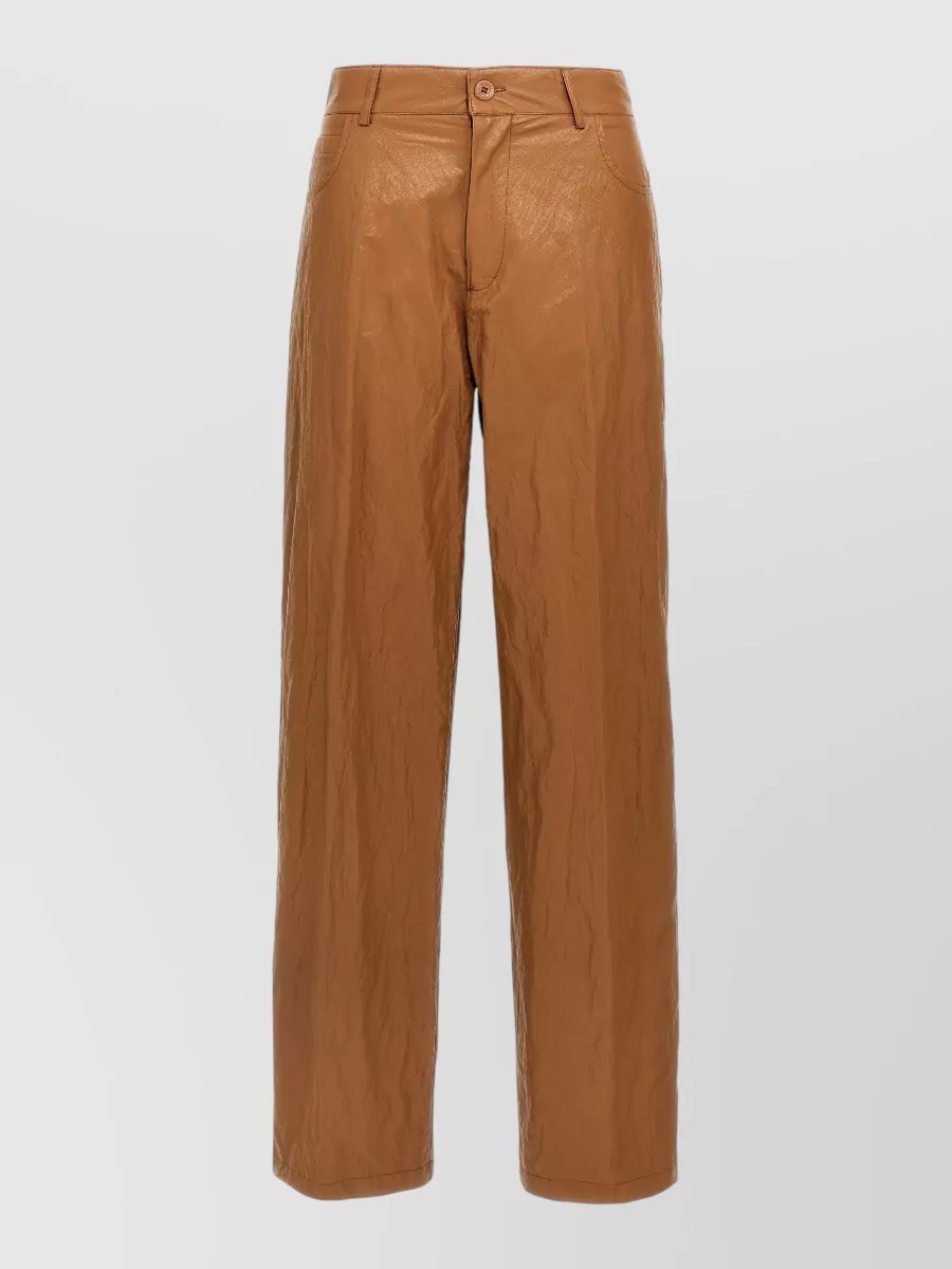 Nude Leather wide-leg straight trousers