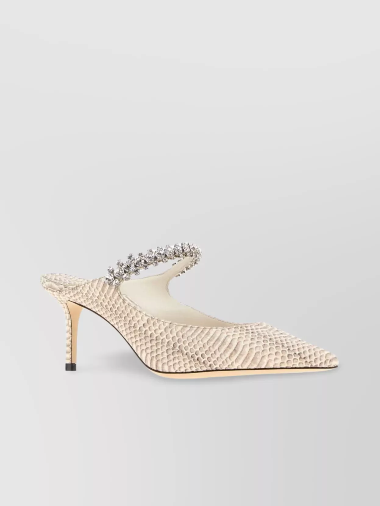 Jimmy Choo Mules Leather Textured Strap Embellished In Brown
