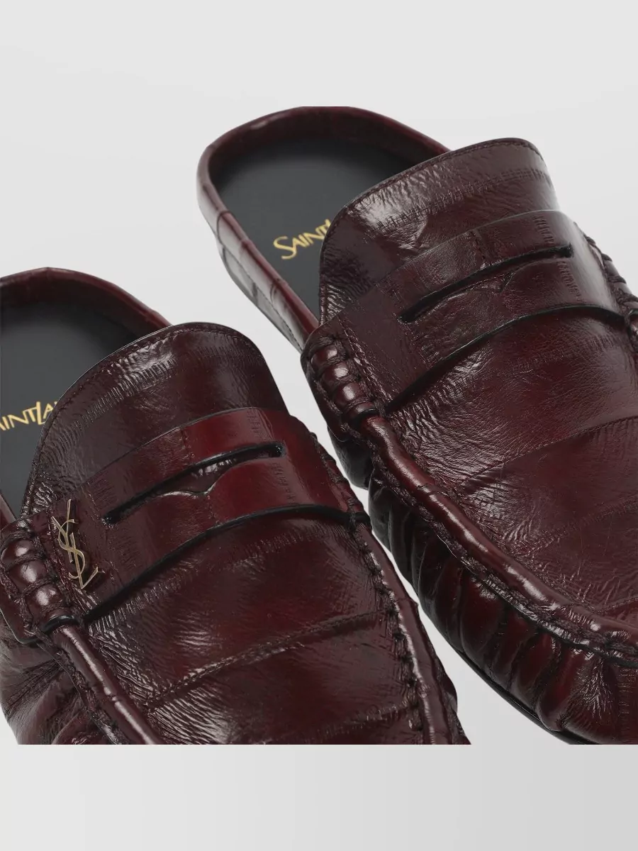 Saint Laurent Loafers Round Toe Textured Finish Design