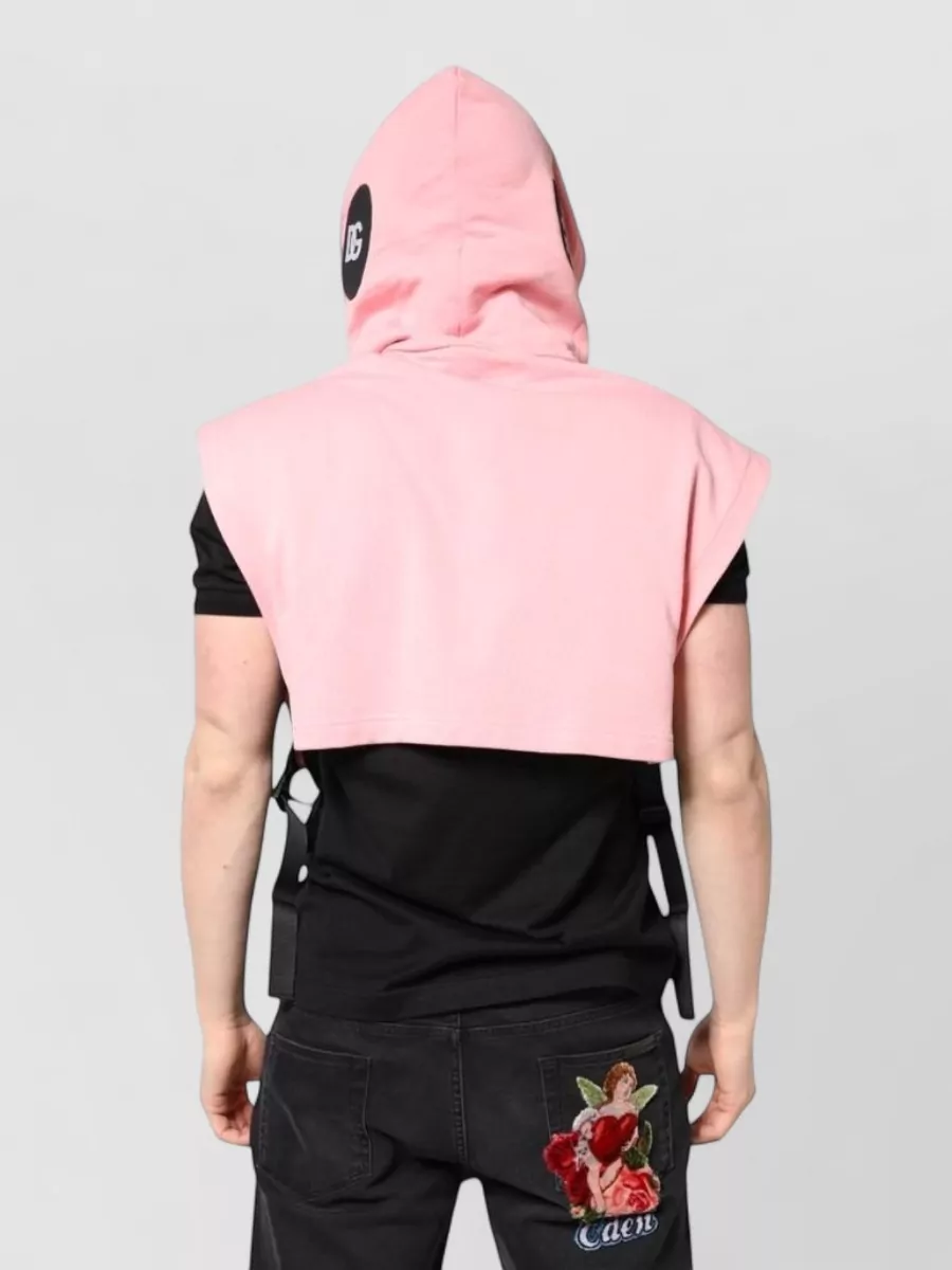 Dolce&Gabbana Cotton Cropped Sleeveless Hooded Vest