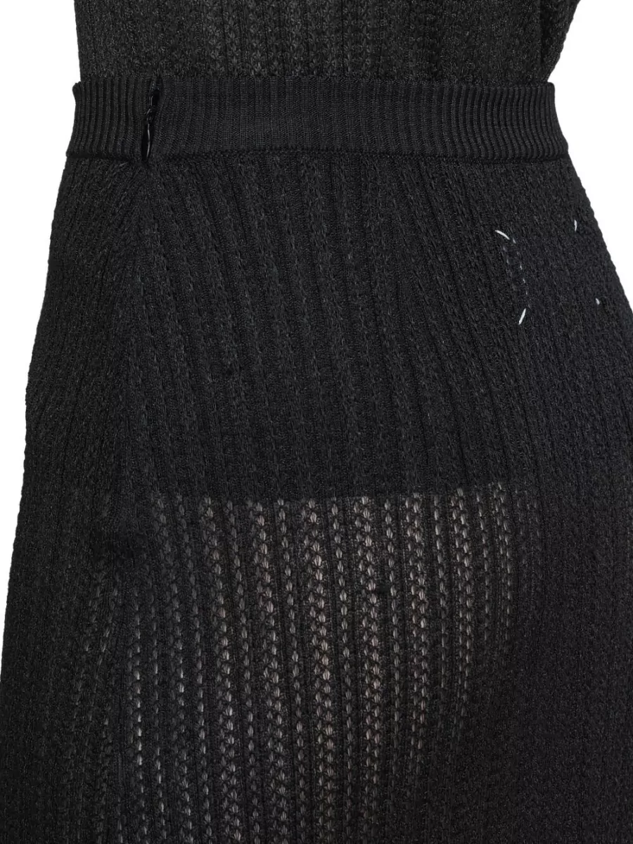 Maison Margiela Knit Midi Skirt Sheer Ribbed Slit