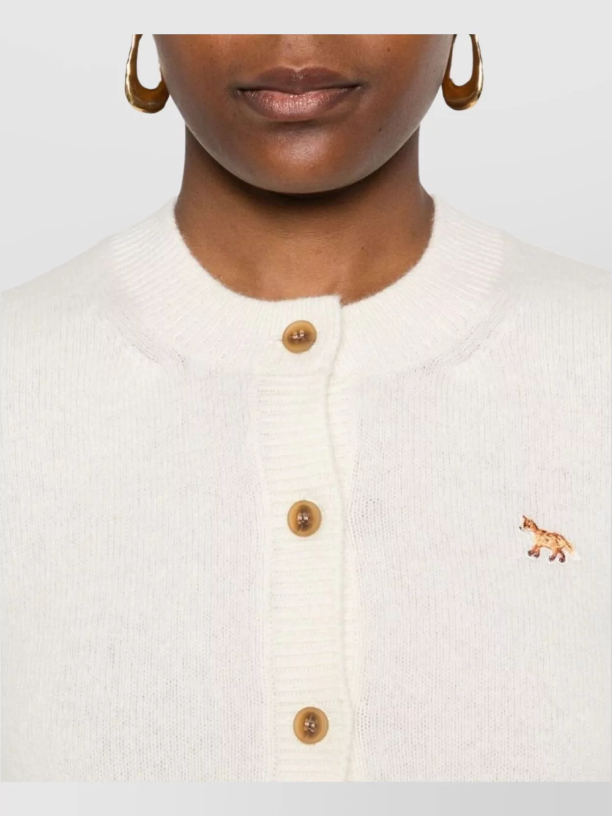 Maison Kitsuné Wool Cardigan With Crew Neck And Long Sleeves
