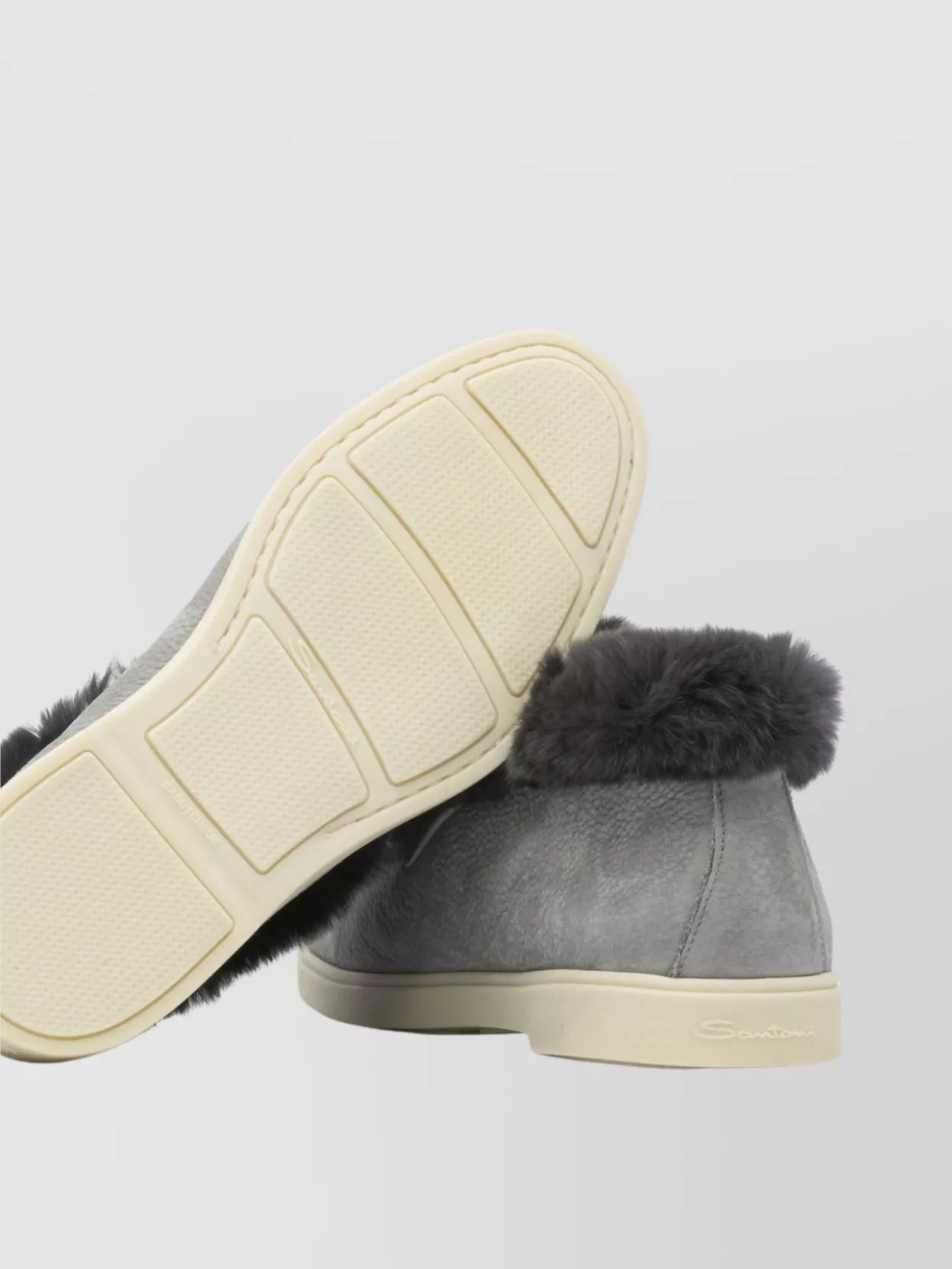 Santoni Fur Trim Rubber Sole Ankle Boots