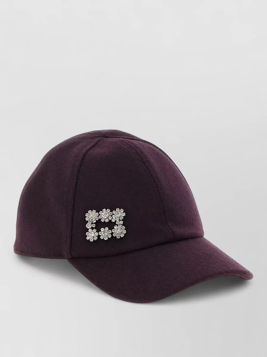 Roger Vivier wool cashmere crystal embellished baseball cap