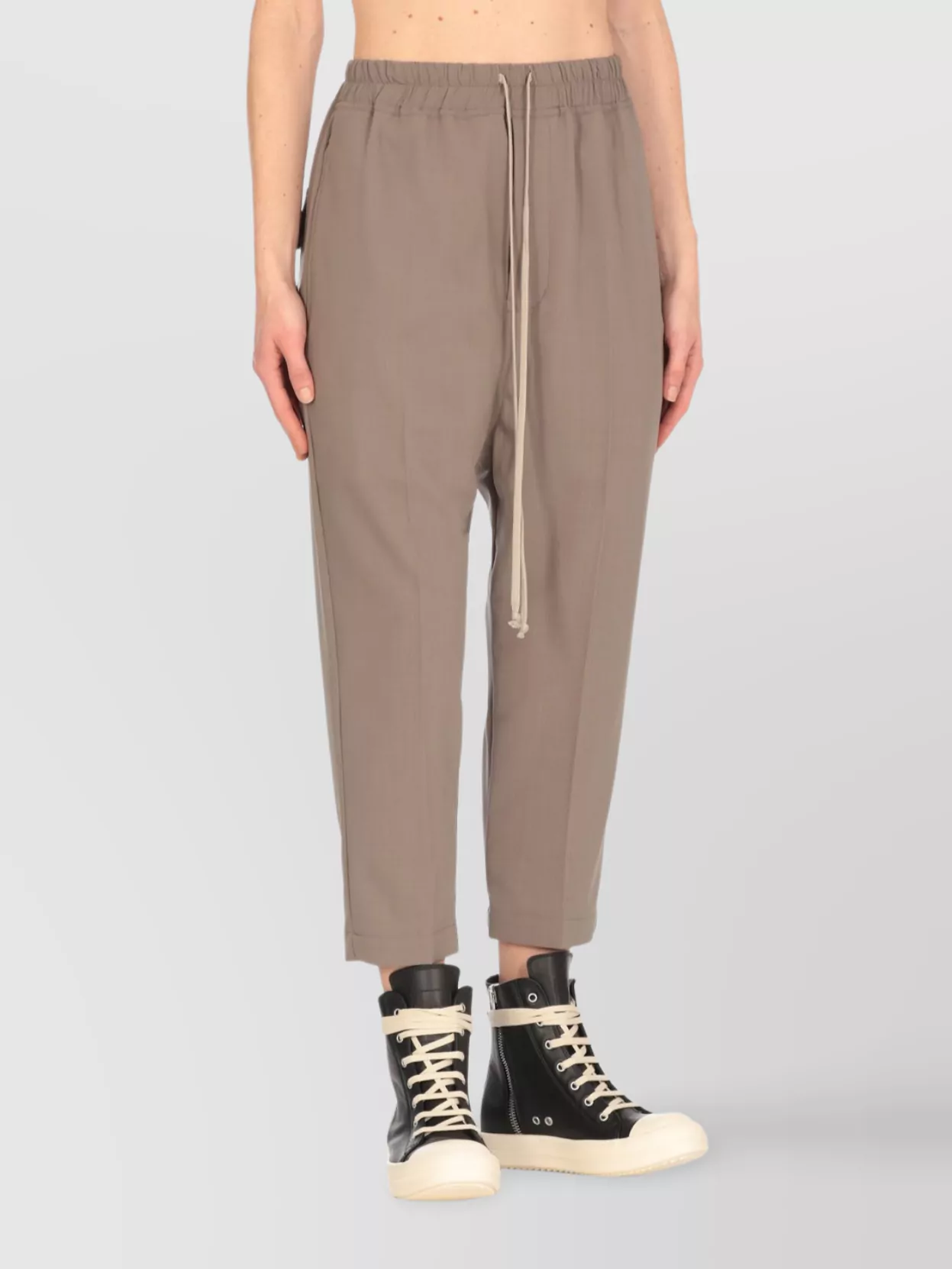 Rick Owens Wool Straight Cropped Trousers