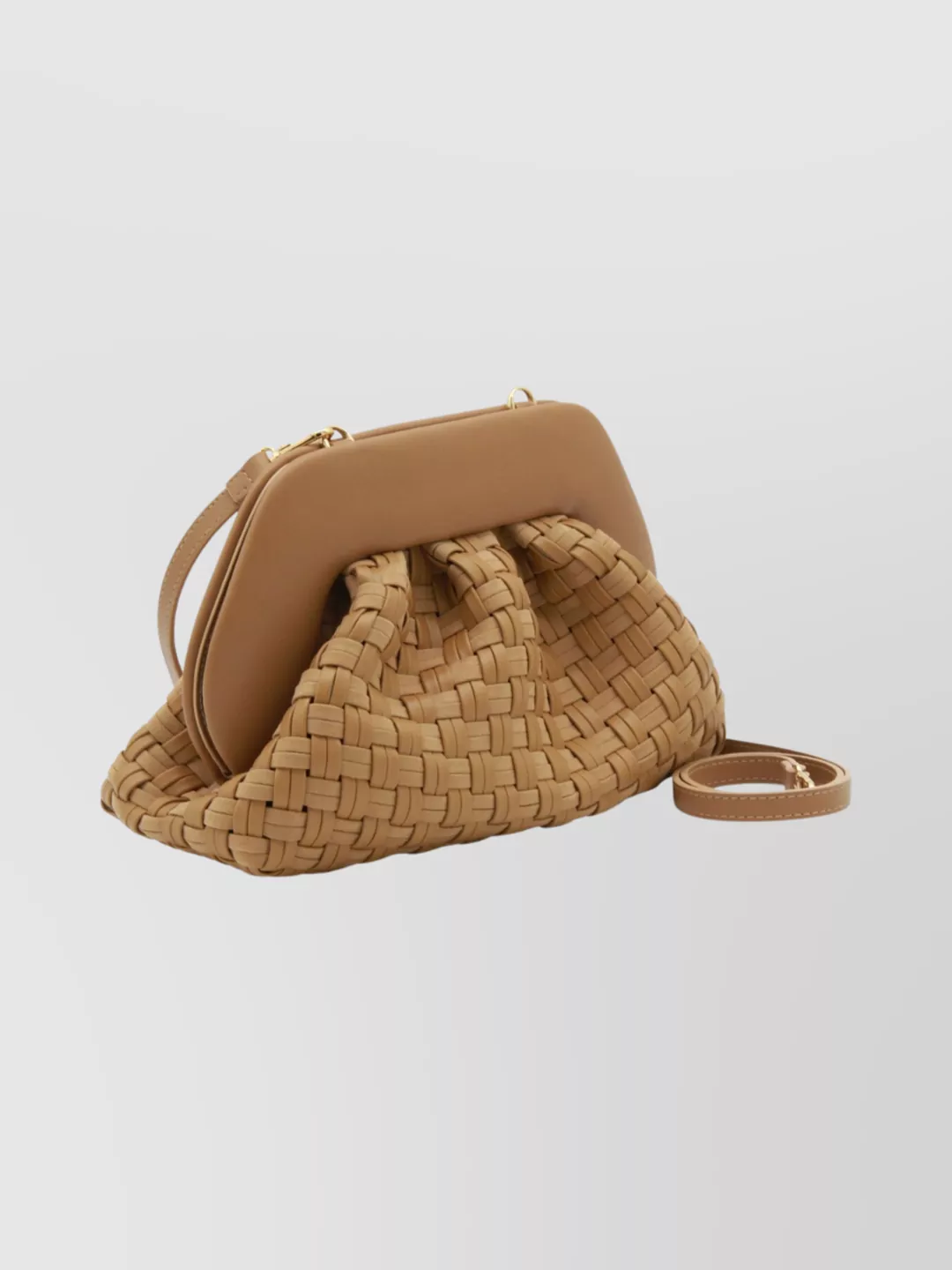 Themoirè Rectangular Clutch Bag Detachable Strap In Nude