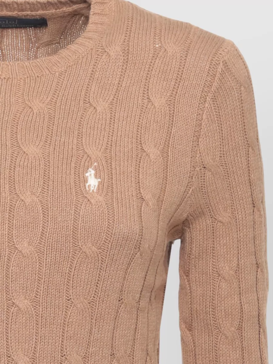 Ralph Lauren Braided Crew Neck Cotton Knit Sweater