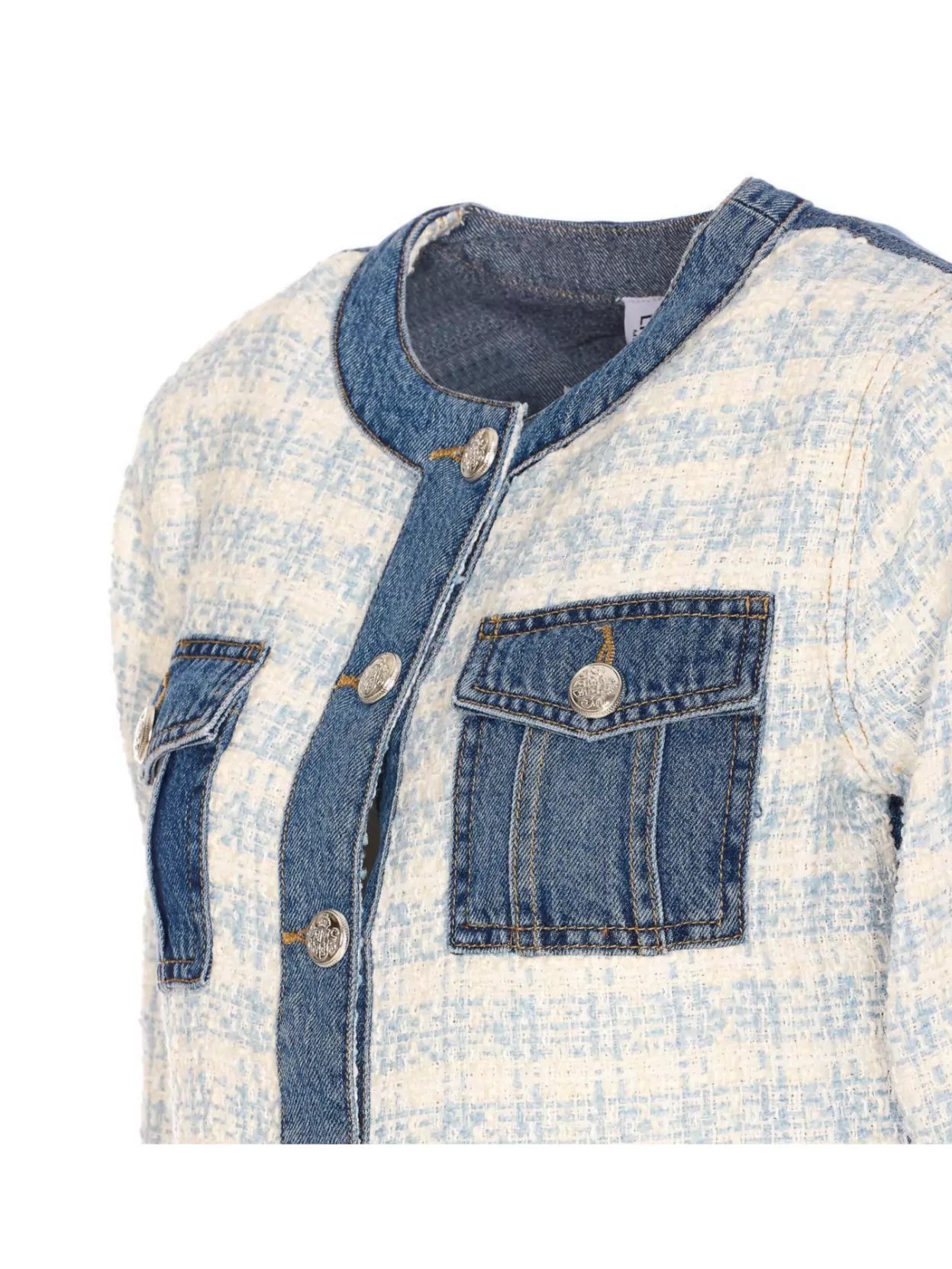 Liu Jo Denim Jacket Crewneck Tweed Motif