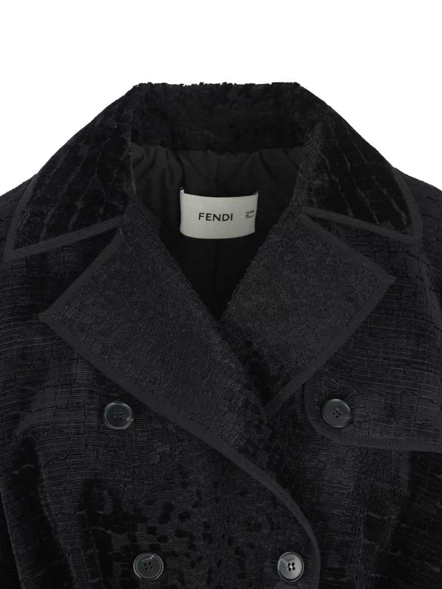 Fendi Silk Double-Breasted Animal-Print Coat