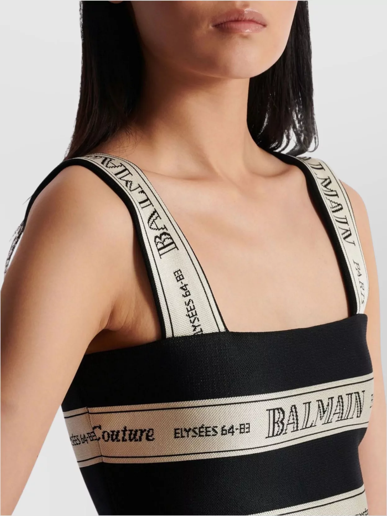 Shop Balmain Jacquard Cropped Top Ribbon Motif