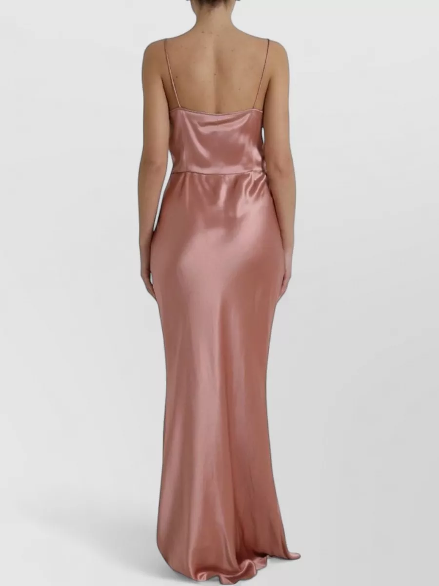 Dolce&Gabbana Silk Spaghetti-Strap Cowl-Neck Maxi Dress