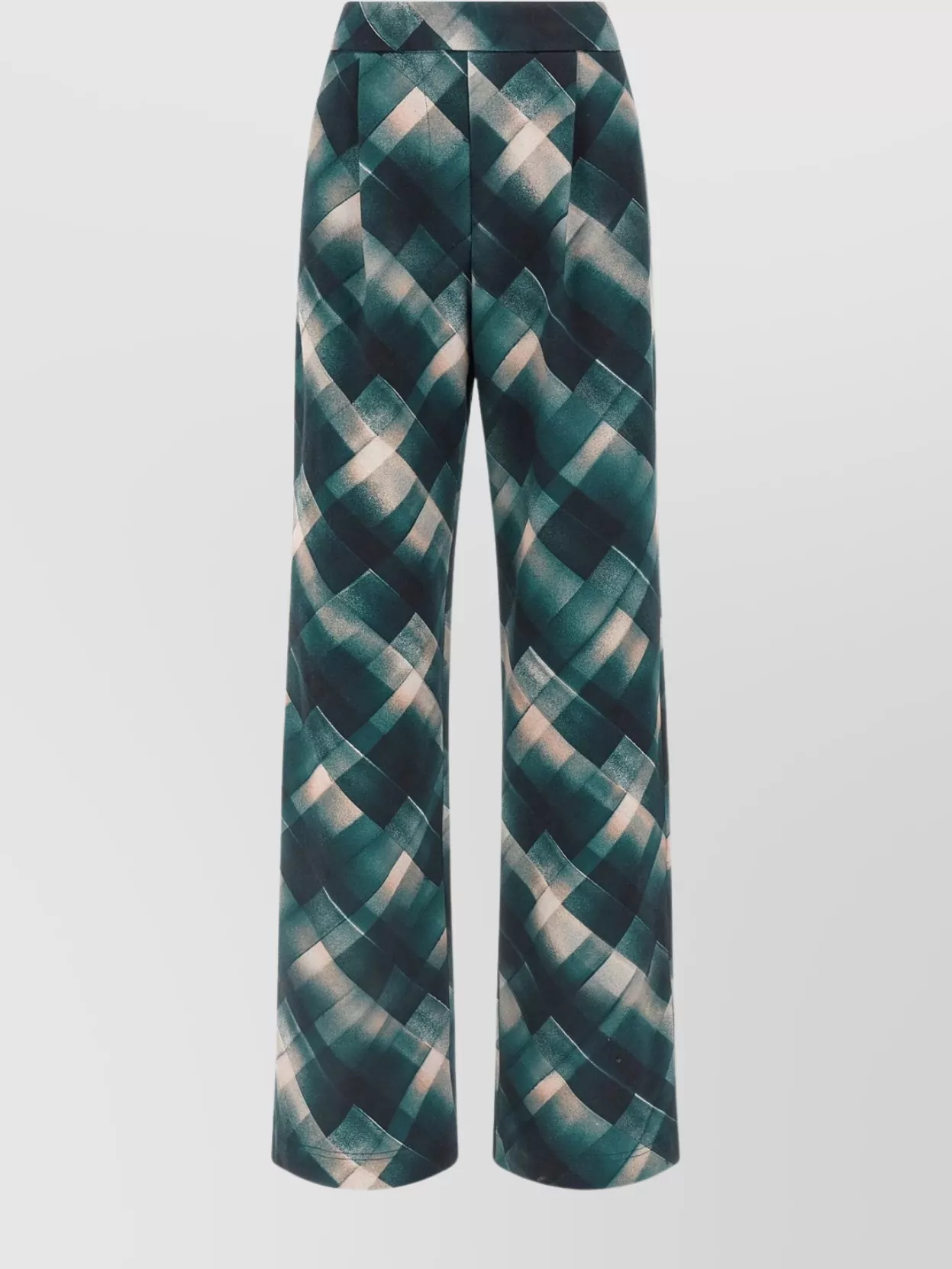 Dries Van Noten Geometric Wide Leg Trousers Pleated Front In Green
