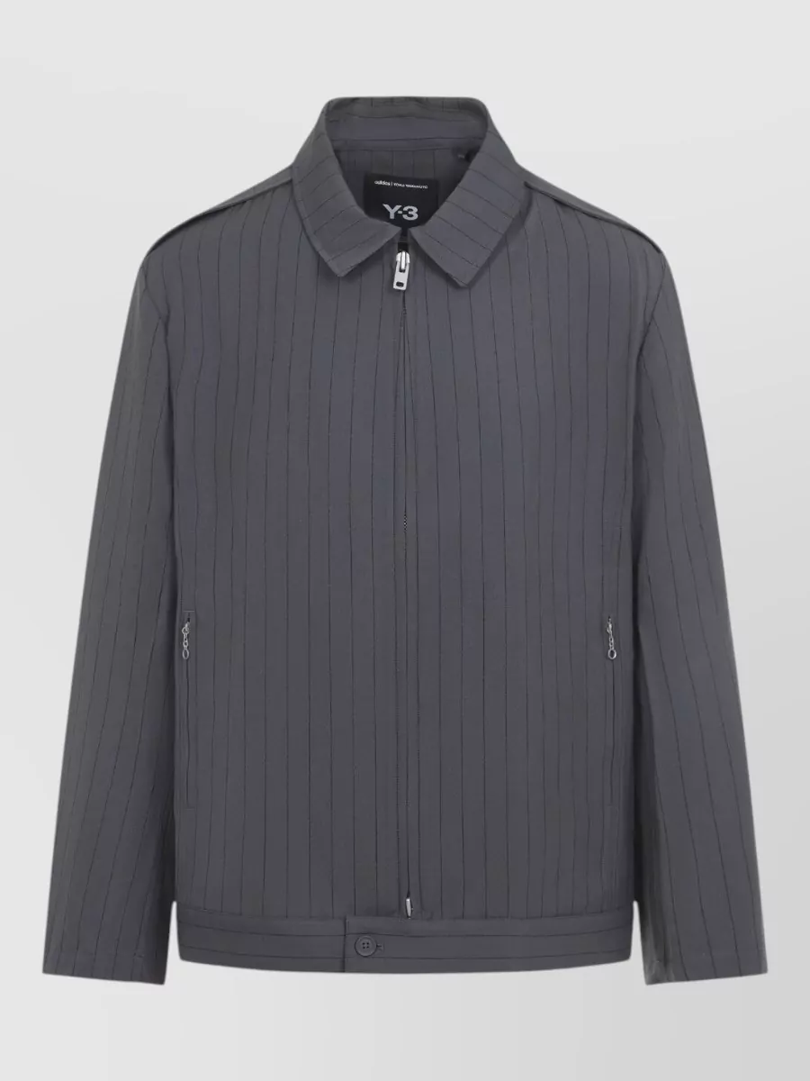 Y3 striped single-breasted coat
