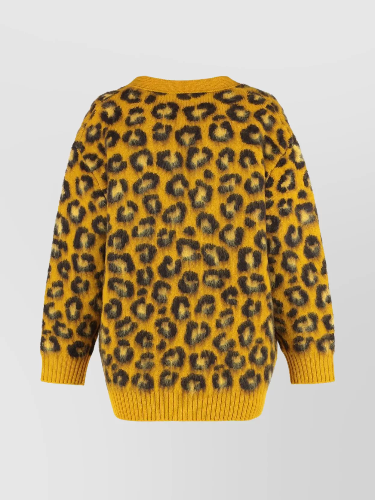 Bottega Veneta Womens V-neck Leopard Wool-blend Cardigan Egg Yolk Fondant In Multi