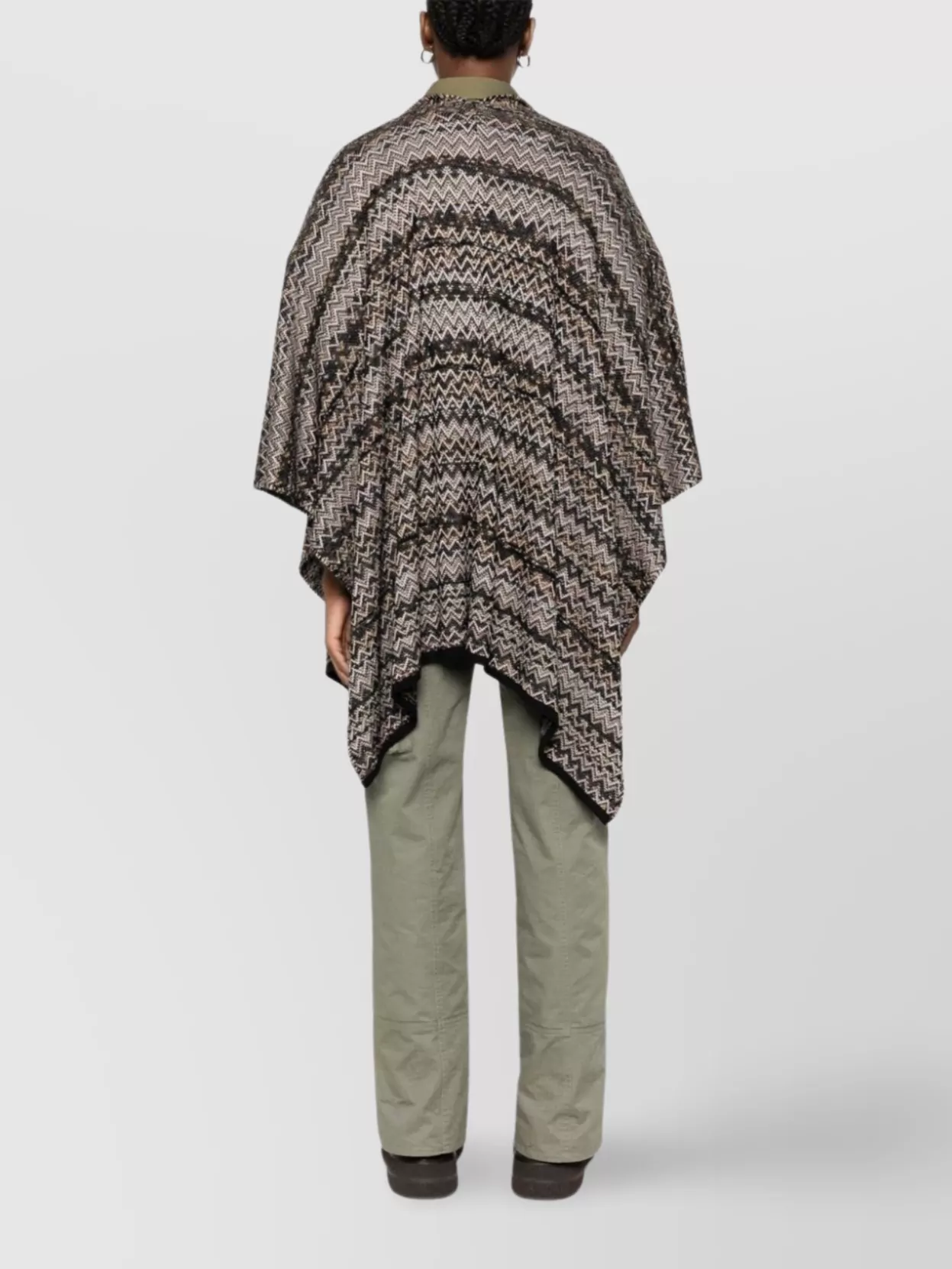 Missoni Knit Cape With Chevron Pattern And Draped Design