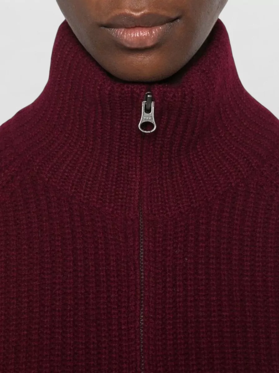 Lisa Yang Ribbed-Knit Cashmere High-Neck Cardigan