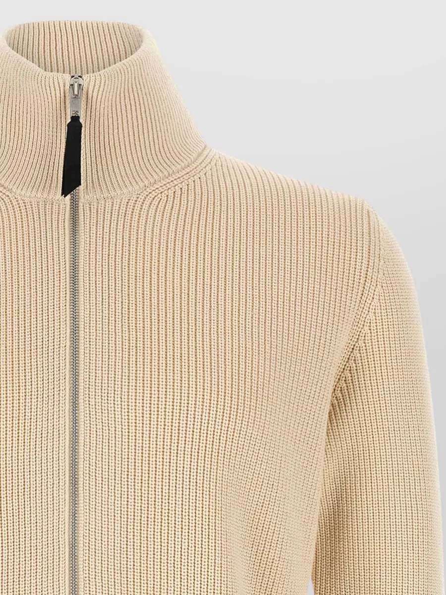 Maison Margiela Ribbed Wool Cotton Zip-Up Cardigan