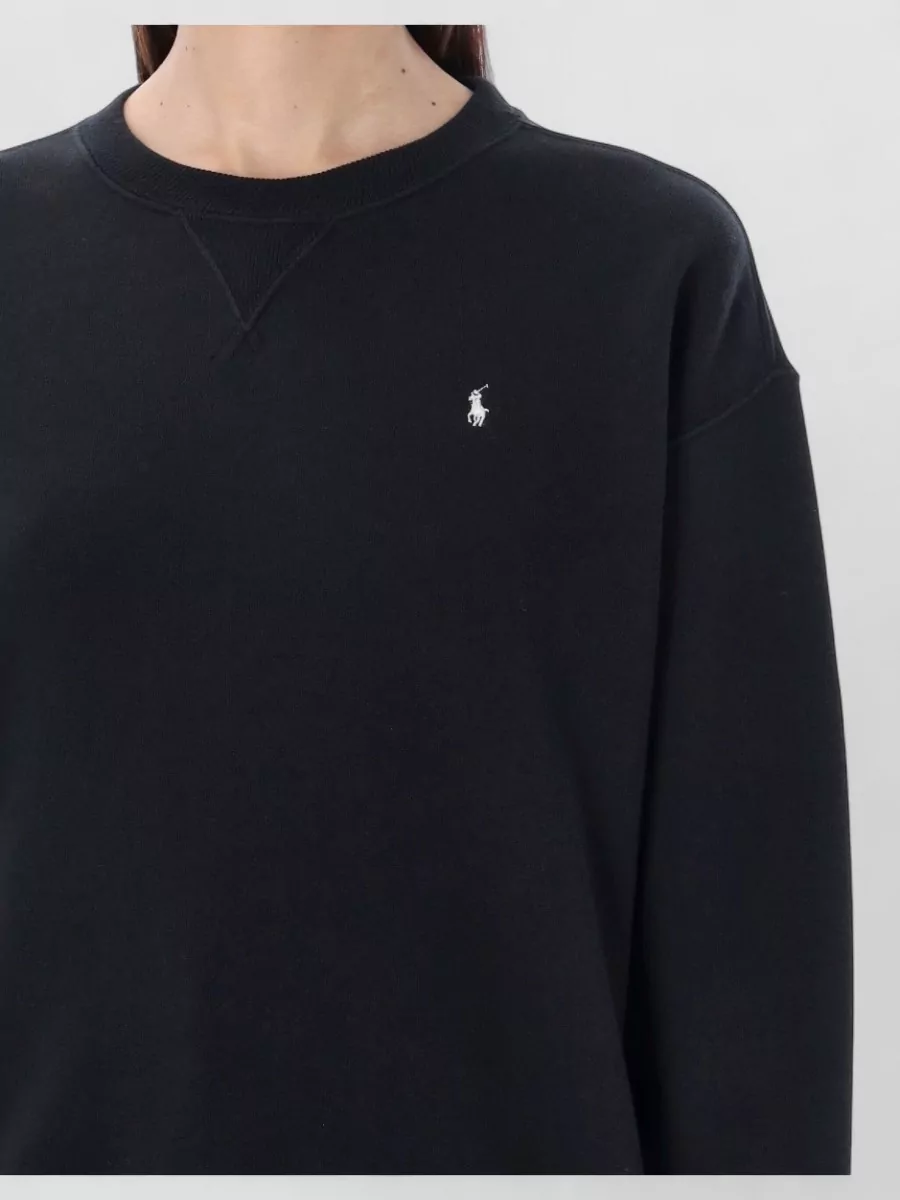 Polo Ralph Lauren Crew Neck Cotton Fleece Sweatshirt In Black