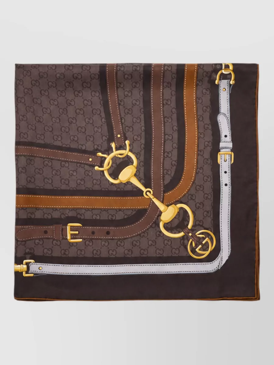 Gucci Silk Jacquard Printed Square Scarf