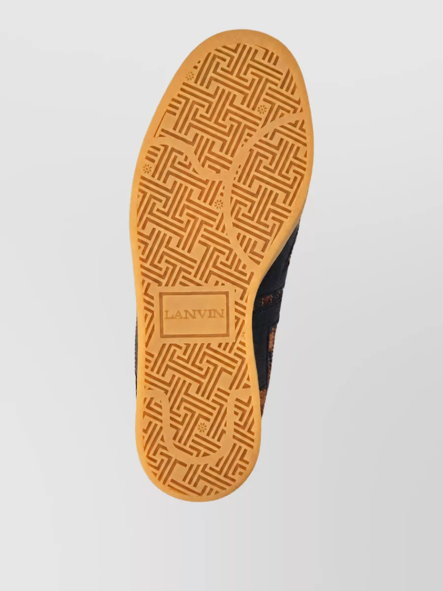 Lanvin Calf Leather Leopard-Print Low-Top Sneakers