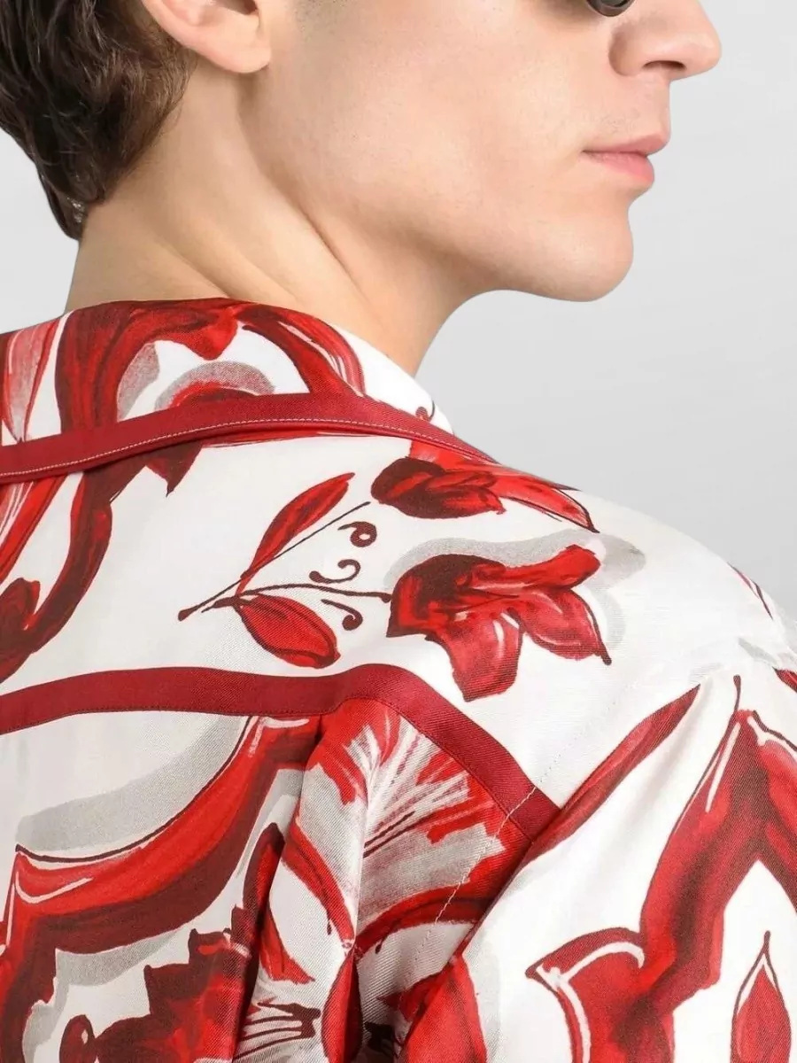 Dolce&Gabbana Silk Printed Long-Sleeve Shirt