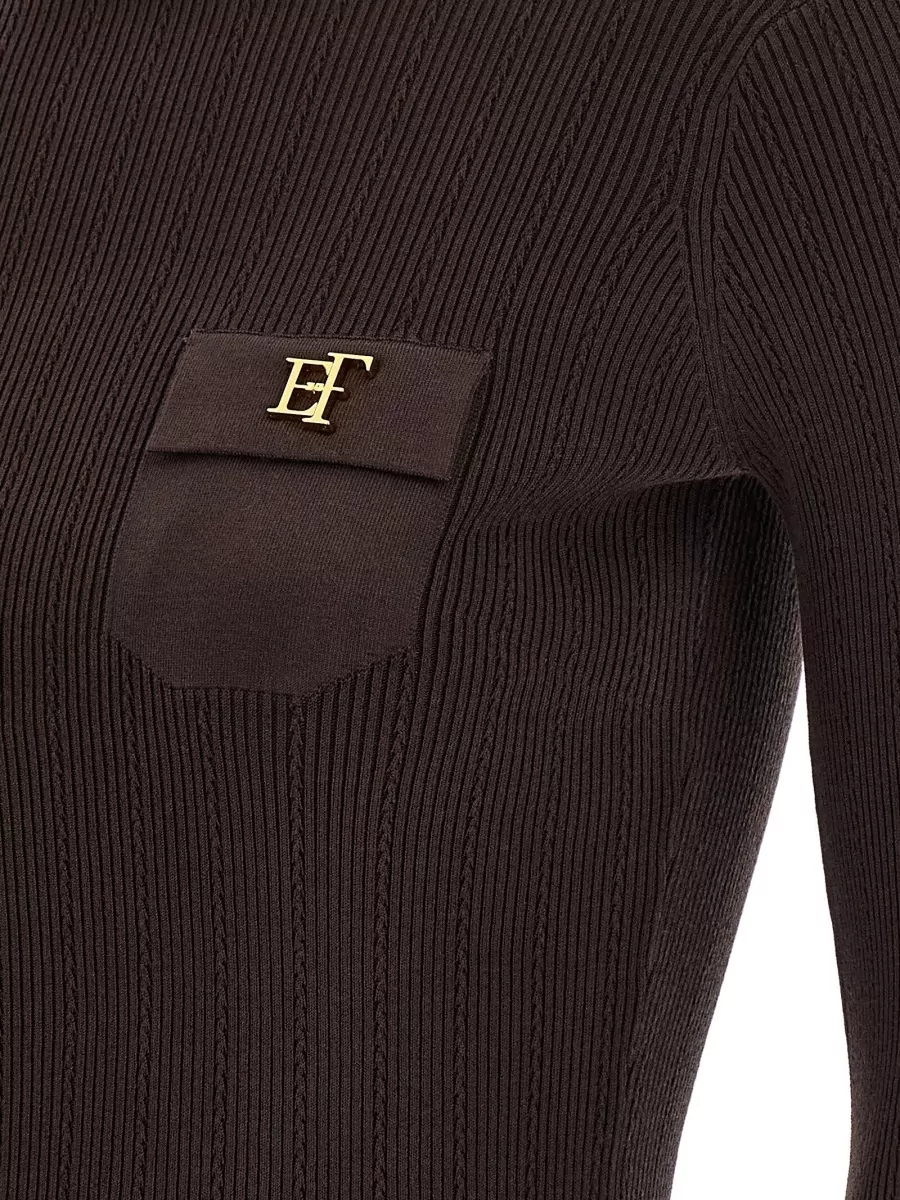 Elisabetta Franchi Silk-Blend Ribbed Turtleneck Sweater