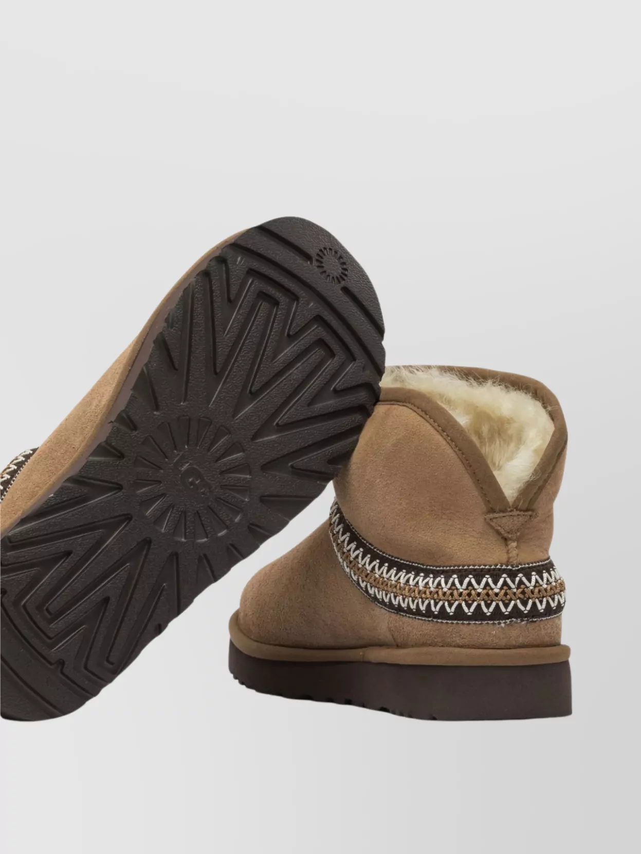 Ugg Suede Ankle Boots Embroidered Detail