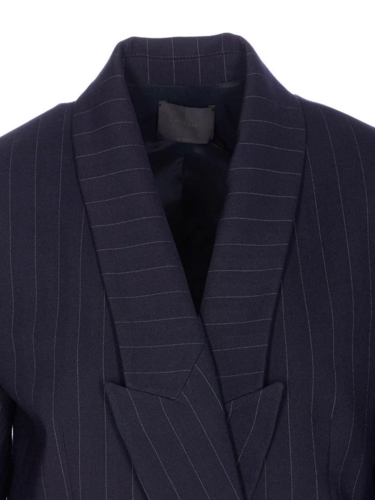 Pinko Double-Breasted Pinstripe Jacket Featuring Pockets