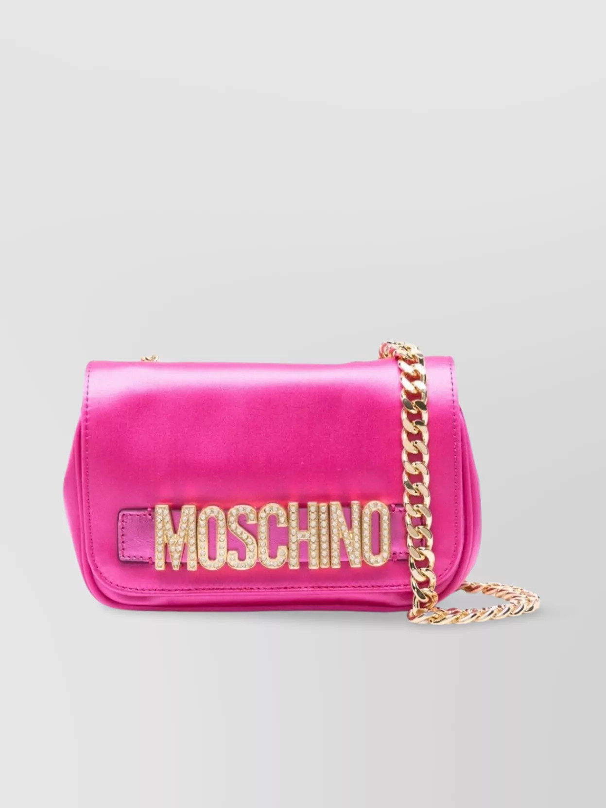 Shop Moschino Link Strap Crystal Bag In Pink