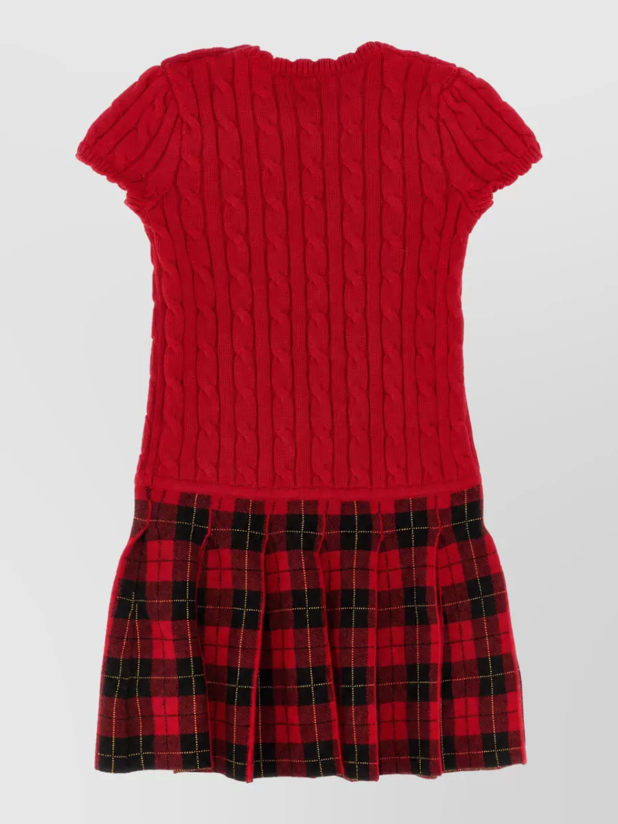 Polo Ralph Lauren Braided Knit Short-Sleeve Knitted Dress