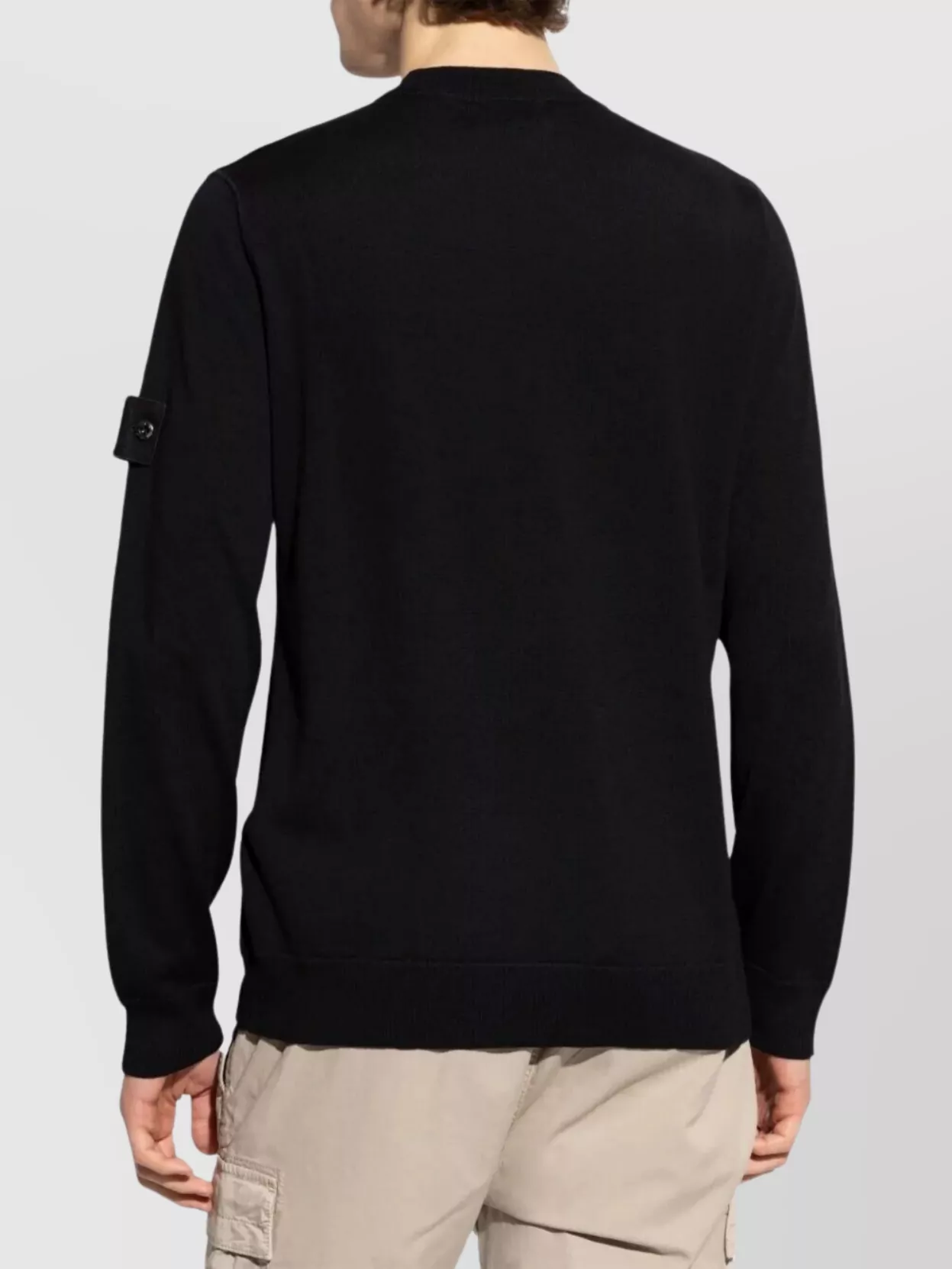 Shop Stone Island Ribbed Crewneck Sweater Seams In Black