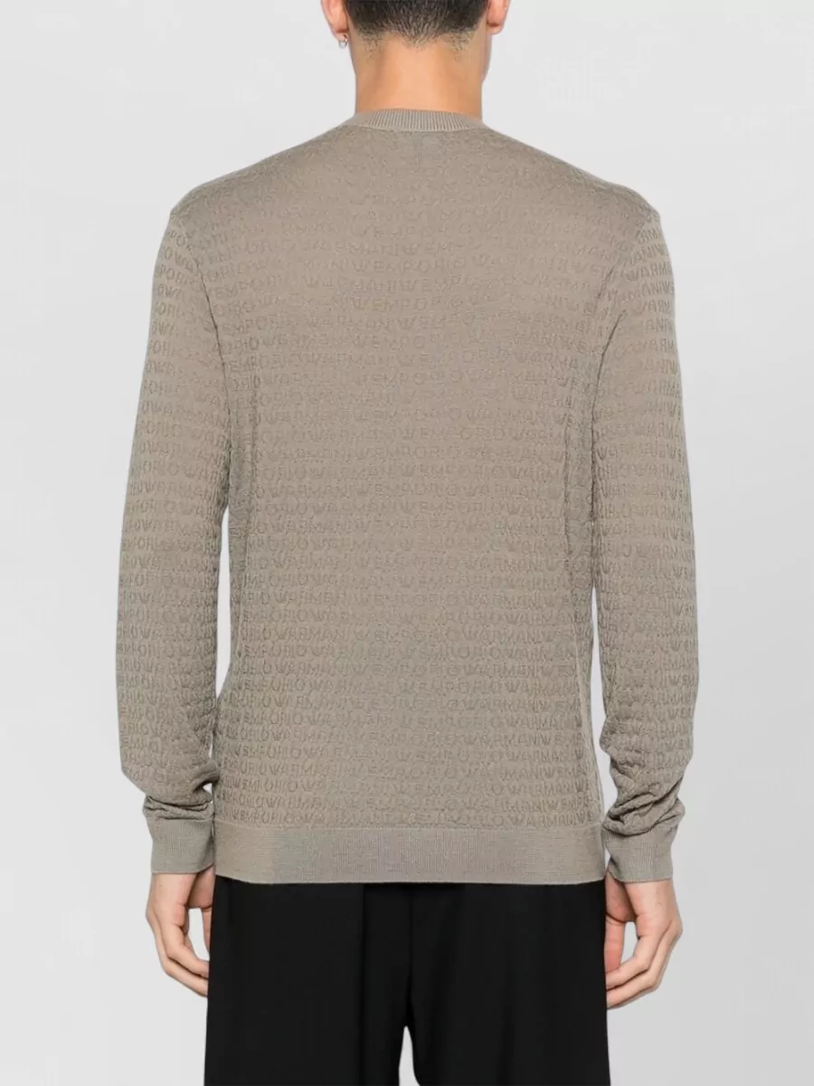 Emporio Armani Wool Crew Neck Textured Knit Sweater