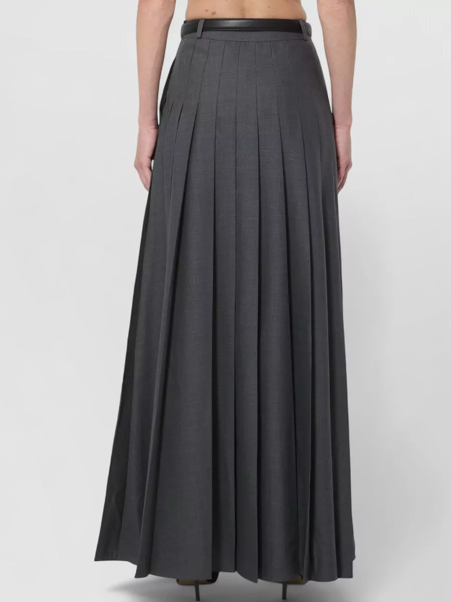 Self-Portrait Pleated Wool-Blend Mid-Rise Maxi Skirt
