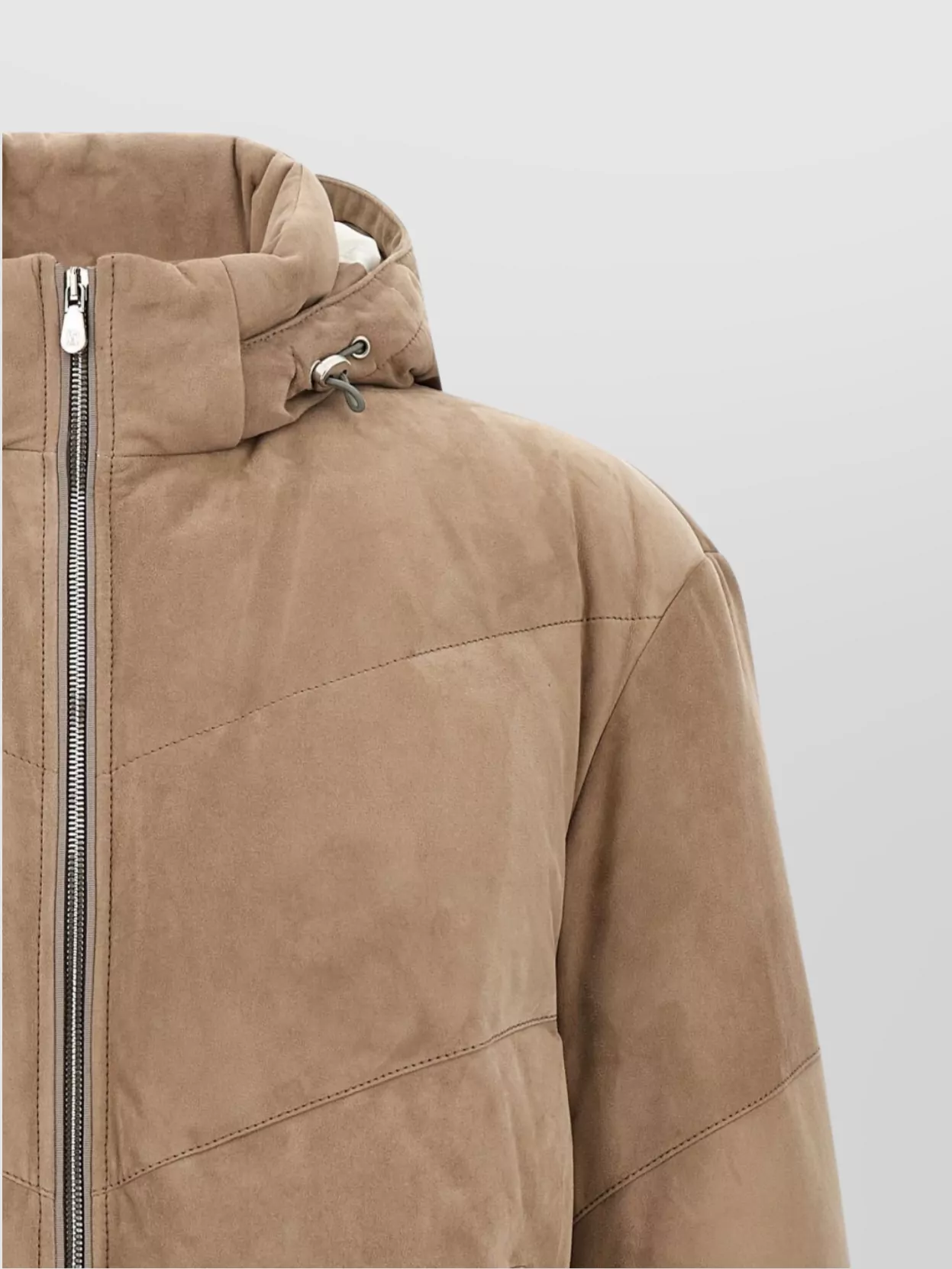 Brunello Cucinelli Suede Down Jacket Puffer Jackets Beige In Brown