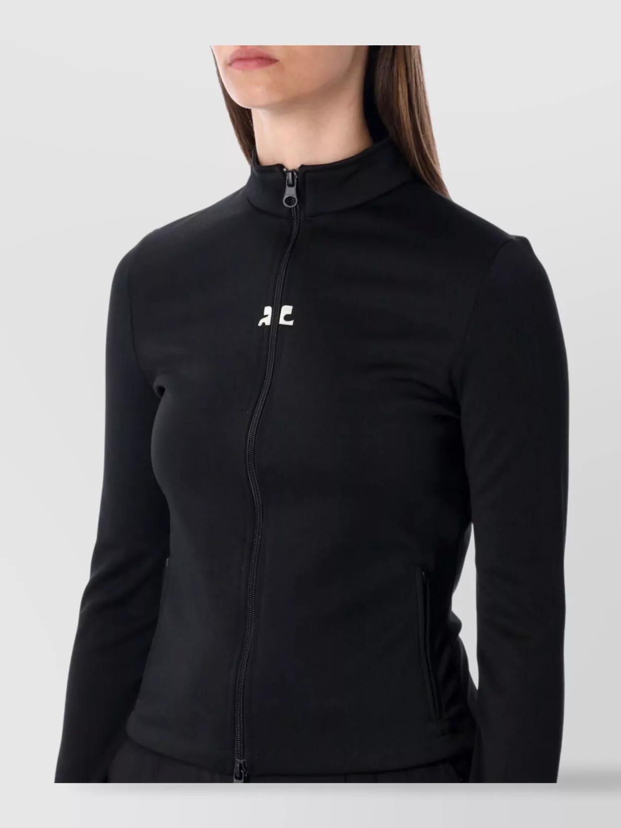Courrèges Biker Tracksuit Interlock Jacket In Black