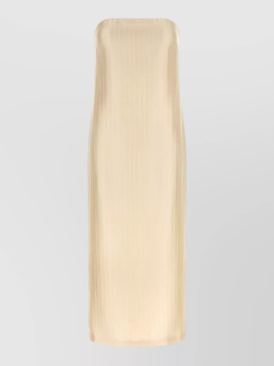 Loulou Studio silk blend off-the-shoulder sleeveless striped midi sheath dress