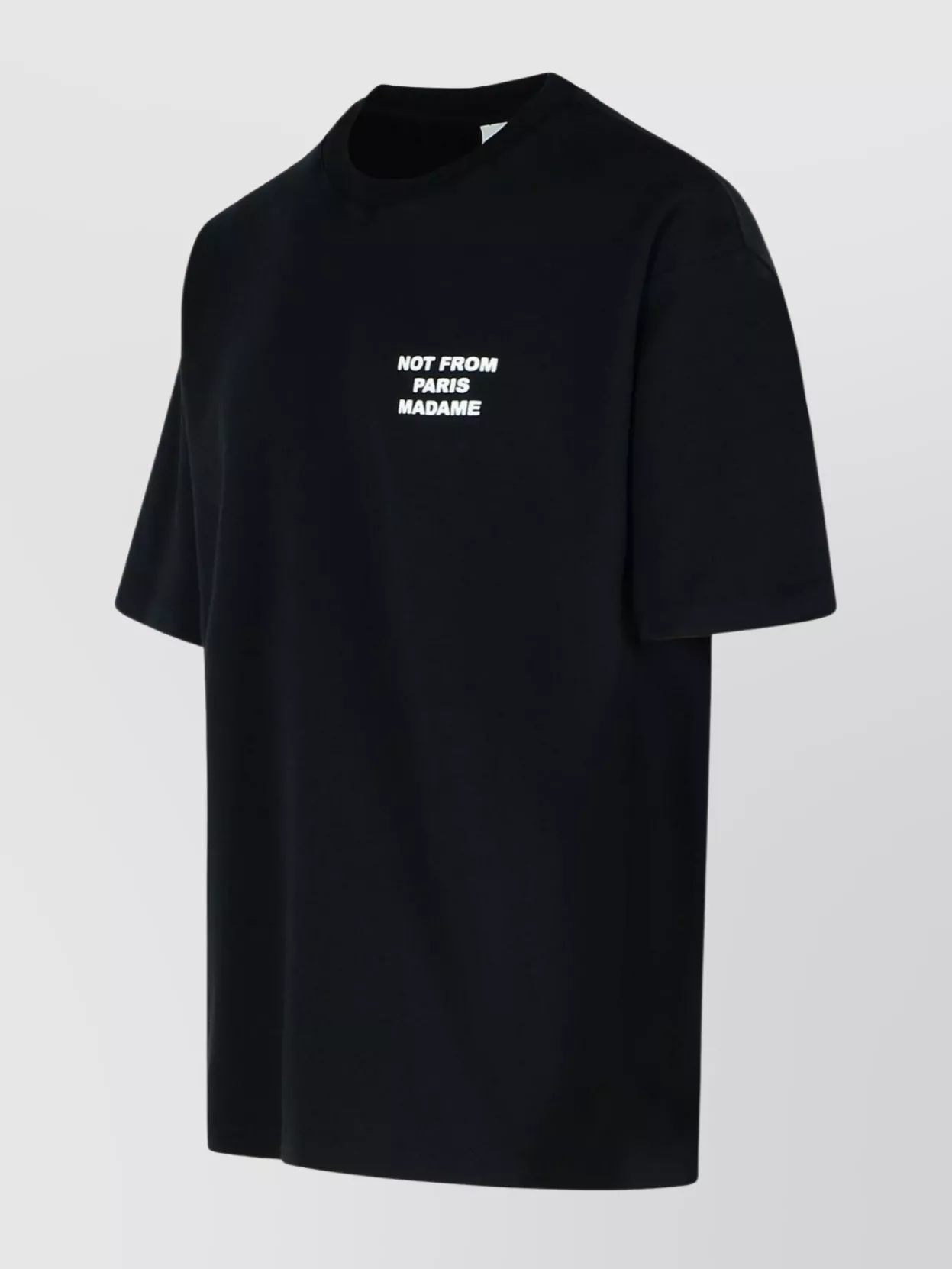 Drôle De Monsieur Black Crewneck T-shirt With Slogan Print On The Front And Back